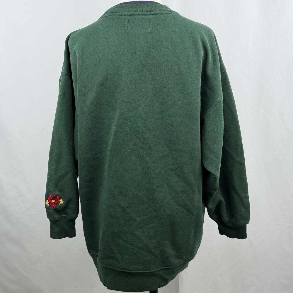 Vintage Express Athletique Floral Embroidered Sweatshirt Green Crewneck XS - Picture 5 of 6